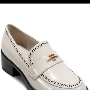 Karl Lagerfeld Paris Women's Patent Ivory Loafer Pumps